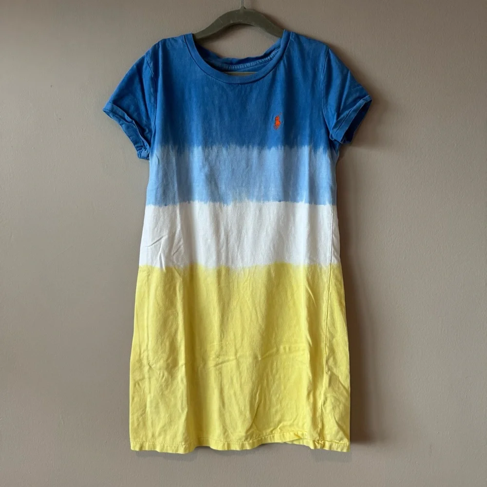 Polo Ralph Lauren Girls Tie Dye Color Block 100% Cotton Shirt Size‎ 8-10